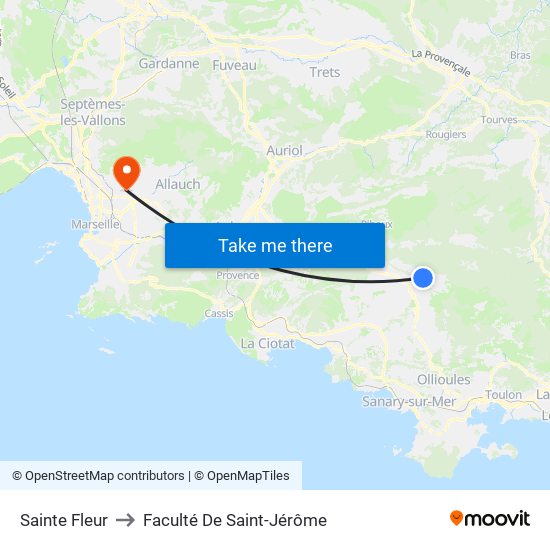 Sainte Fleur to Faculté De Saint-Jérôme map
