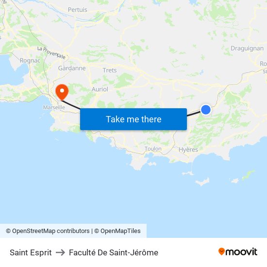 Saint Esprit to Faculté De Saint-Jérôme map