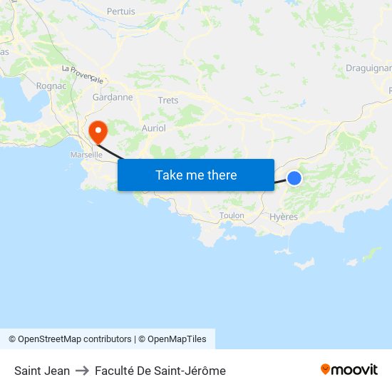 Saint Jean to Faculté De Saint-Jérôme map