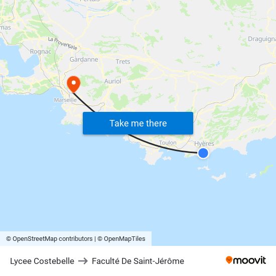 Lycee Costebelle to Faculté De Saint-Jérôme map