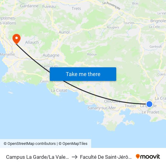 Campus La Garde/La Valette to Faculté De Saint-Jérôme map