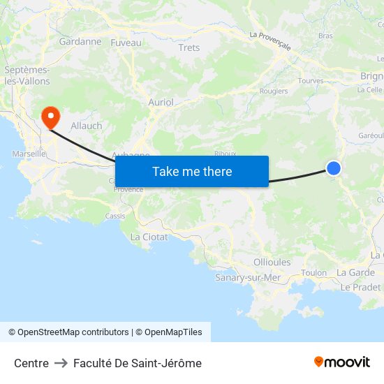 Centre to Faculté De Saint-Jérôme map