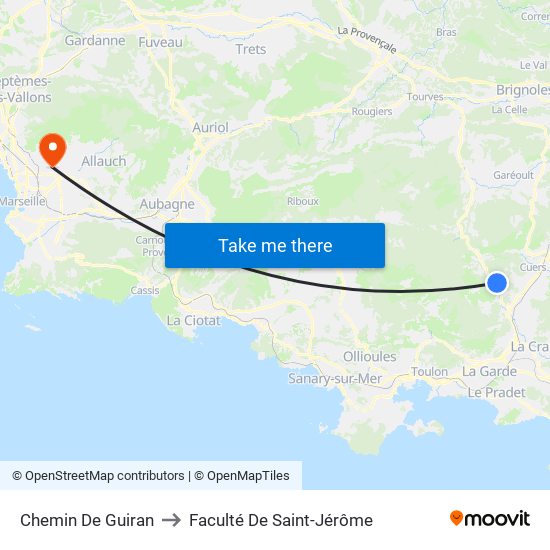 Chemin De Guiran to Faculté De Saint-Jérôme map