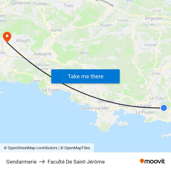Gendarmerie to Faculté De Saint-Jérôme map