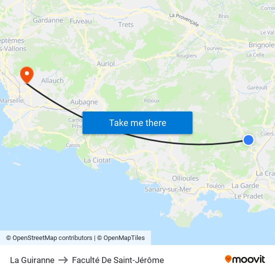 La Guiranne to Faculté De Saint-Jérôme map