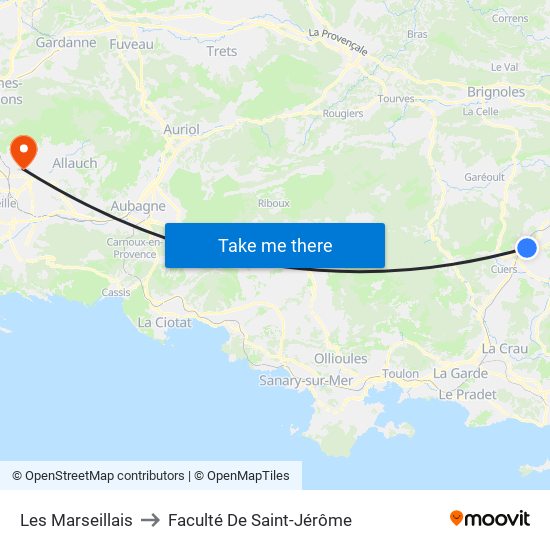 Les Marseillais to Faculté De Saint-Jérôme map