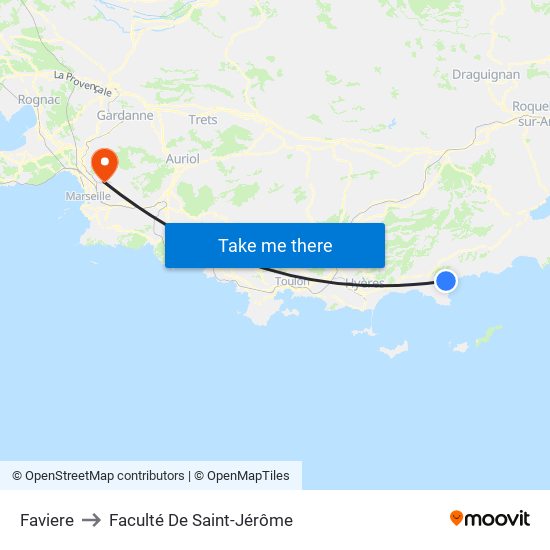 Faviere to Faculté De Saint-Jérôme map