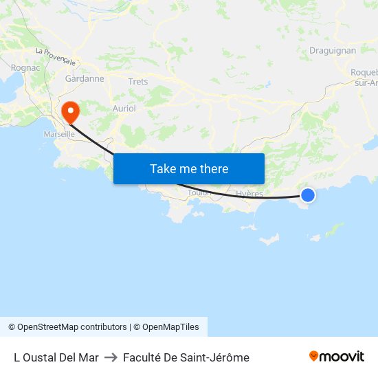 L Oustal Del Mar to Faculté De Saint-Jérôme map