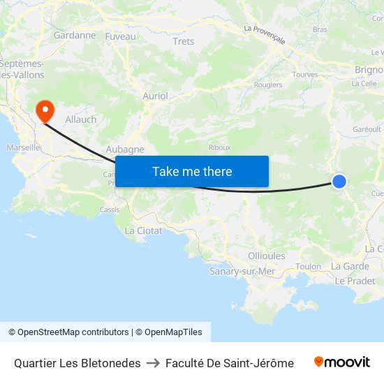 Quartier Les Bletonedes to Faculté De Saint-Jérôme map