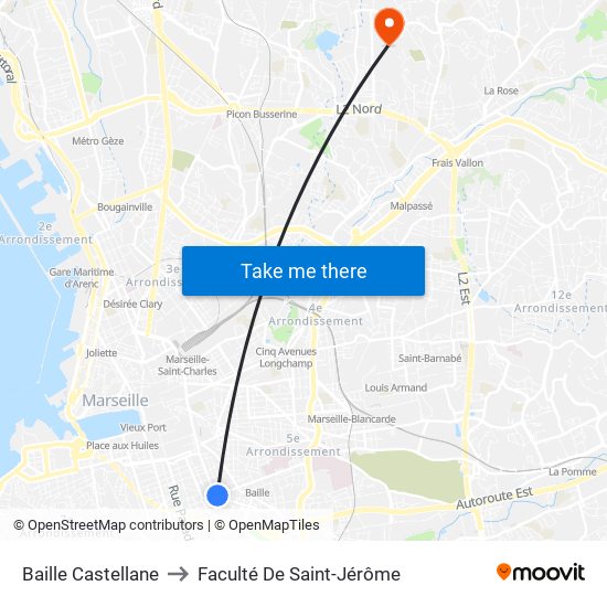 Baille Castellane to Faculté De Saint-Jérôme map