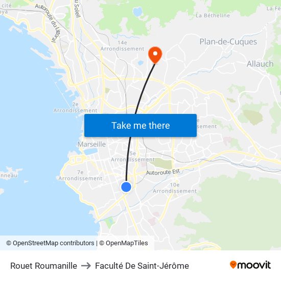 Rouet Roumanille to Faculté De Saint-Jérôme map