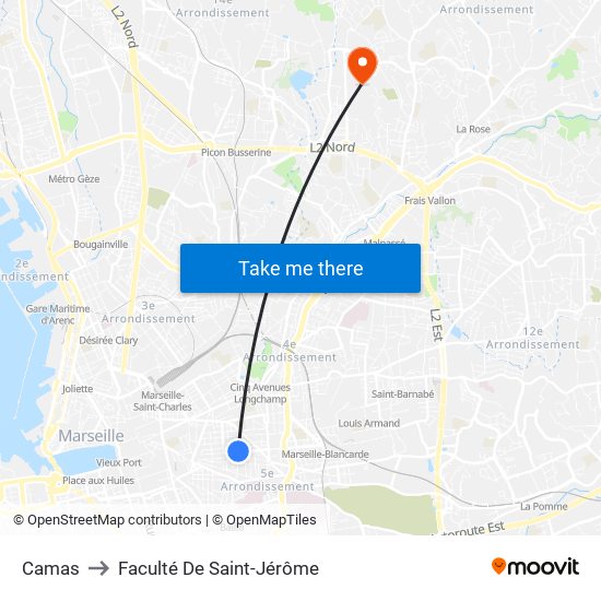 Camas to Faculté De Saint-Jérôme map