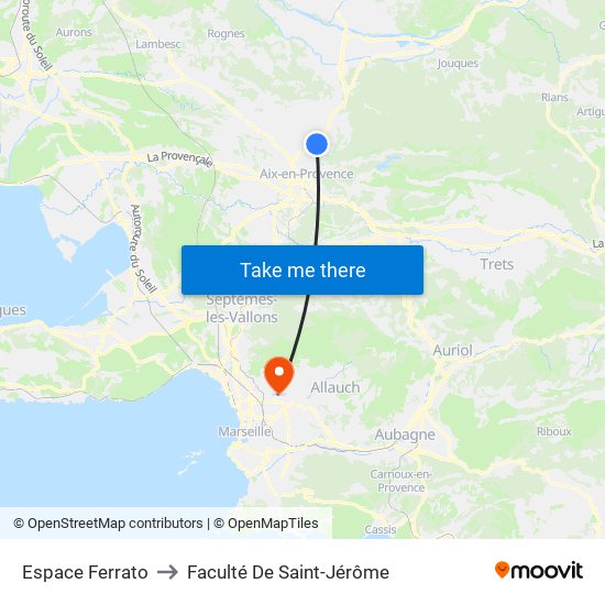 Espace Ferrato to Faculté De Saint-Jérôme map
