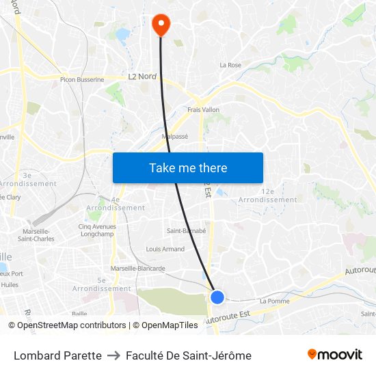 Lombard Parette to Faculté De Saint-Jérôme map