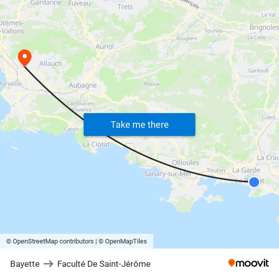 Bayette to Faculté De Saint-Jérôme map