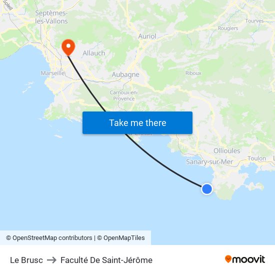 Le Brusc to Faculté De Saint-Jérôme map