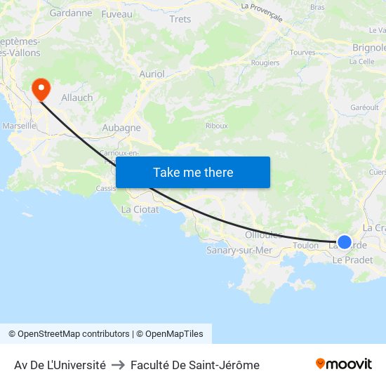 Av De L'Université to Faculté De Saint-Jérôme map