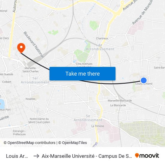 Louis Armand to Aix-Marseille Université - Campus De Saint-Charles map