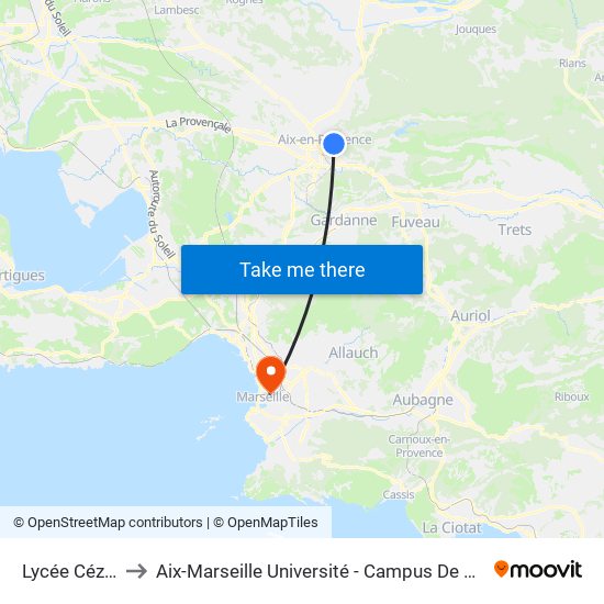 Lycée Cézanne to Aix-Marseille Université - Campus De Saint-Charles map