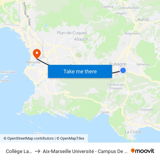 Collège Lakanal to Aix-Marseille Université - Campus De Saint-Charles map
