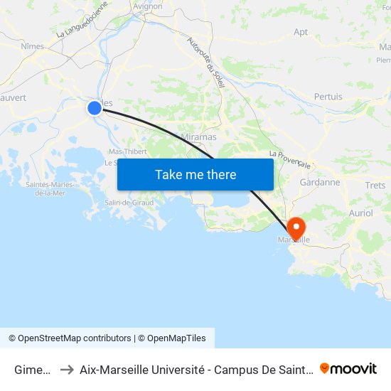 Gimeaux to Aix-Marseille Université - Campus De Saint-Charles map