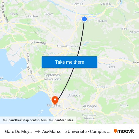 Gare De Meyrargues to Aix-Marseille Université - Campus De Saint-Charles map