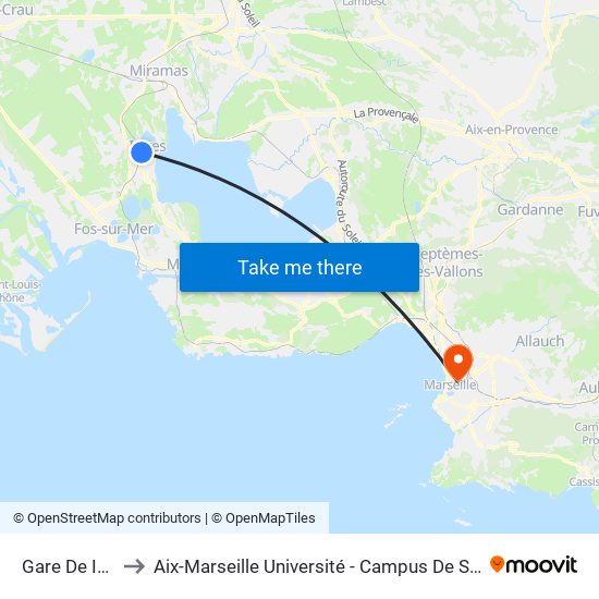 Gare De Istres to Aix-Marseille Université - Campus De Saint-Charles map