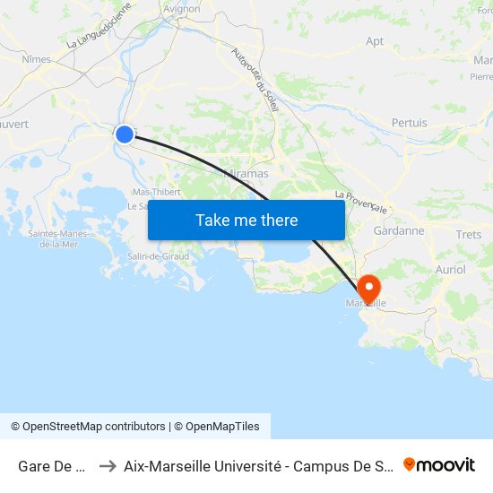 Gare De Arles to Aix-Marseille Université - Campus De Saint-Charles map