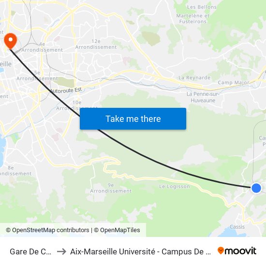 Gare De Cassis to Aix-Marseille Université - Campus De Saint-Charles map