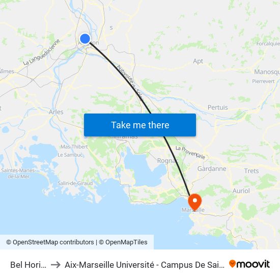 Bel Horizon to Aix-Marseille Université - Campus De Saint-Charles map