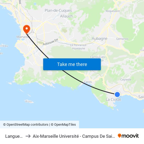 Languedoc to Aix-Marseille Université - Campus De Saint-Charles map