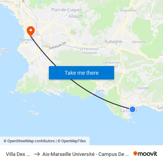 Villa Des Tours to Aix-Marseille Université - Campus De Saint-Charles map