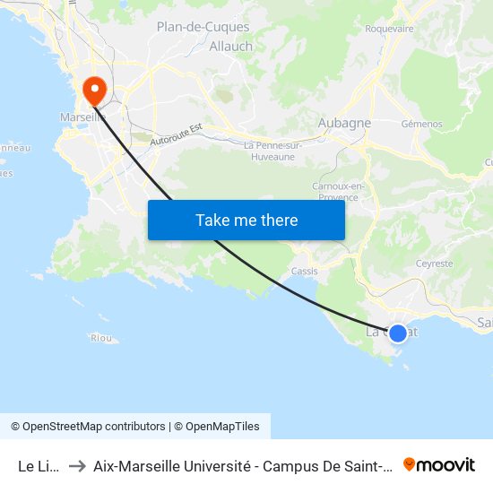 Le Lido to Aix-Marseille Université - Campus De Saint-Charles map