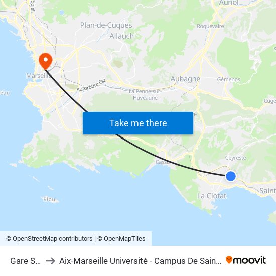 Gare Sncf to Aix-Marseille Université - Campus De Saint-Charles map