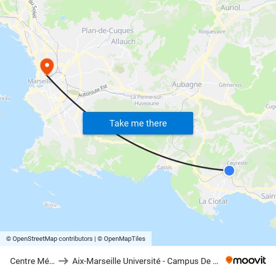 Centre Médical to Aix-Marseille Université - Campus De Saint-Charles map