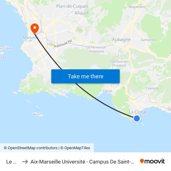 Le Pré to Aix-Marseille Université - Campus De Saint-Charles map