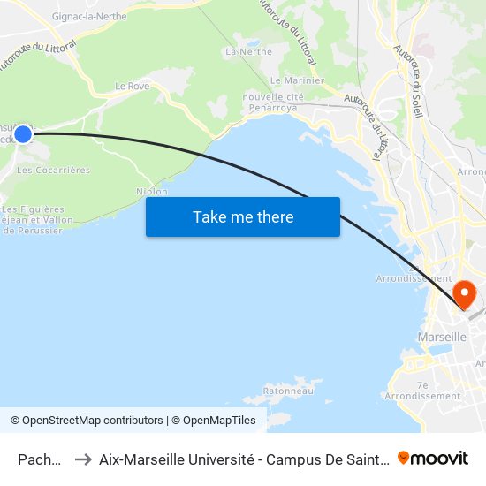 Pachons to Aix-Marseille Université - Campus De Saint-Charles map