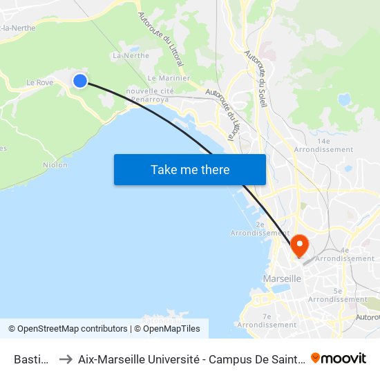 Bastides to Aix-Marseille Université - Campus De Saint-Charles map