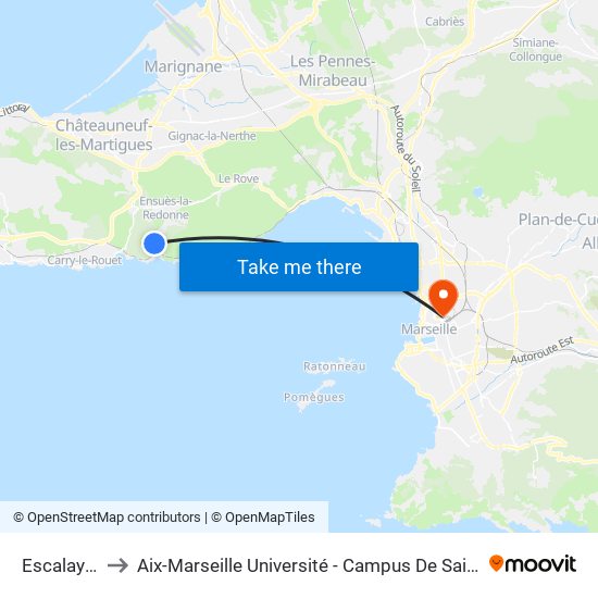 Escalayolle to Aix-Marseille Université - Campus De Saint-Charles map