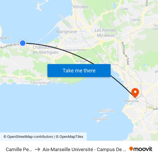 Camille Pelletan to Aix-Marseille Université - Campus De Saint-Charles map