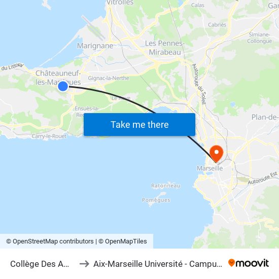 Collège Des Amandeirets to Aix-Marseille Université - Campus De Saint-Charles map