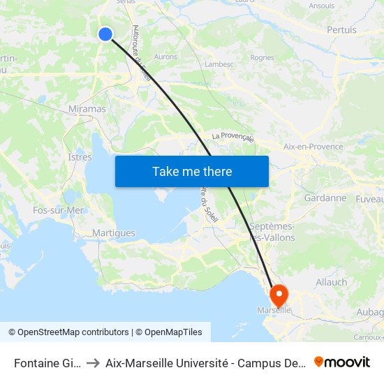 Fontaine Gilouse to Aix-Marseille Université - Campus De Saint-Charles map