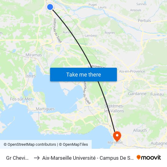 Gr Chevigné 1 to Aix-Marseille Université - Campus De Saint-Charles map