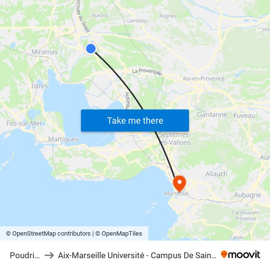 Poudrière to Aix-Marseille Université - Campus De Saint-Charles map