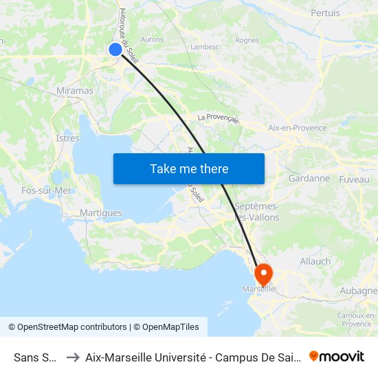 Sans Souci to Aix-Marseille Université - Campus De Saint-Charles map