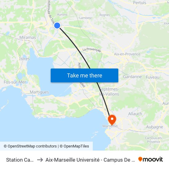 Station Campus to Aix-Marseille Université - Campus De Saint-Charles map