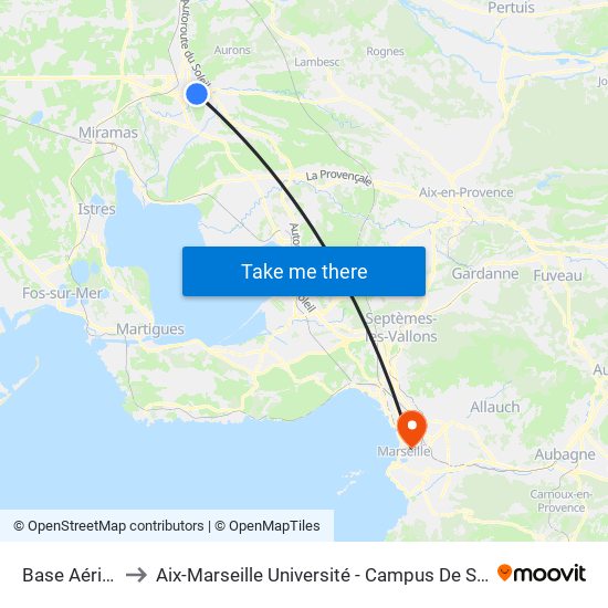 Base Aérienne to Aix-Marseille Université - Campus De Saint-Charles map