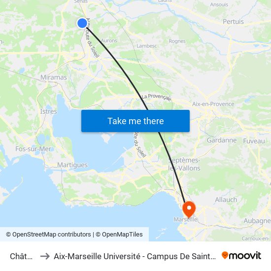 Château to Aix-Marseille Université - Campus De Saint-Charles map