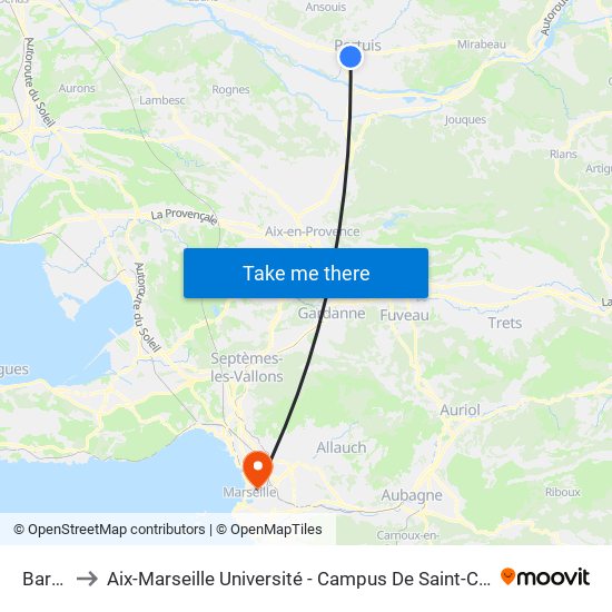Barba to Aix-Marseille Université - Campus De Saint-Charles map