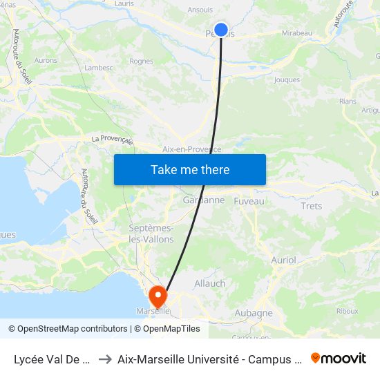Lycée Val De Durance to Aix-Marseille Université - Campus De Saint-Charles map